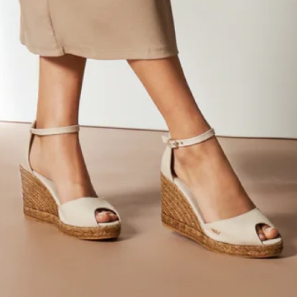 VISCATA Aiguafreda Canvas Espadrille Sandal Wedges, size 6.5 (37)